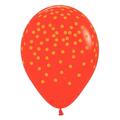 Betallic 11 in. Gold Confetti on Red Latex Balloons 89744